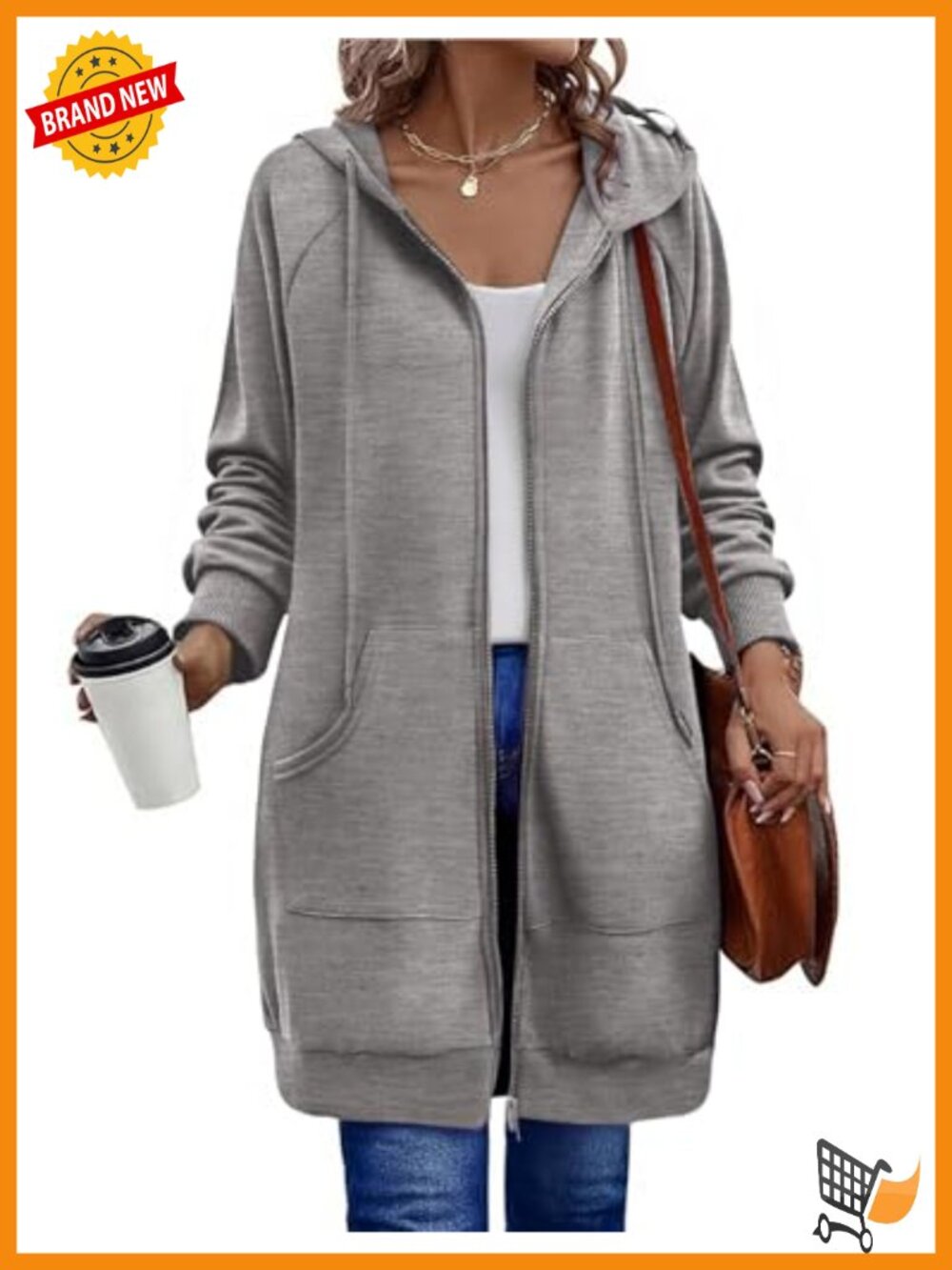 Oversized Long Hoodie Zip Up Sweatshirt with Pockets